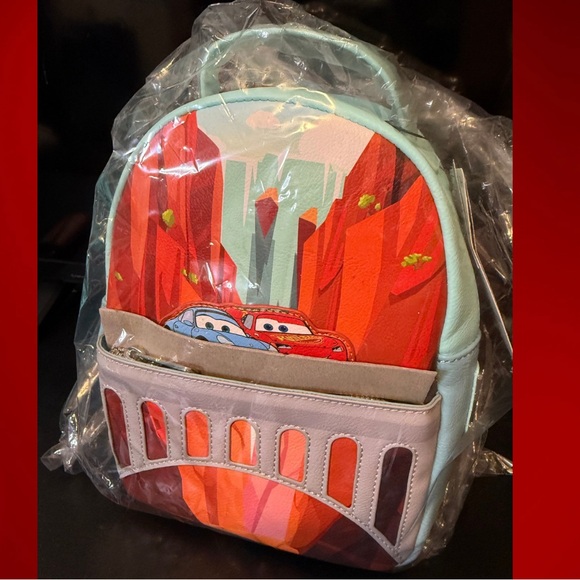 Loungefly Pixar Cars Firewall Falls Convertible Mini Backpack – Removable Straps